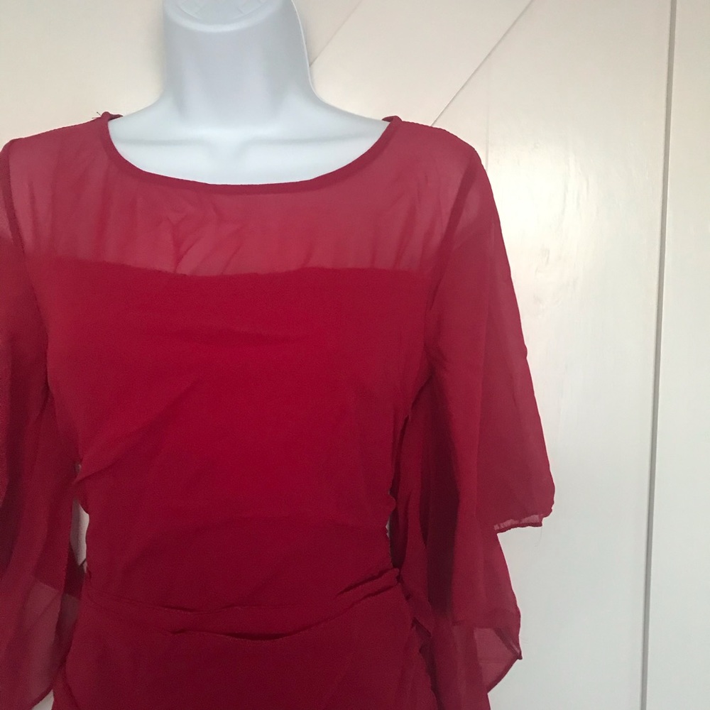 Red chiffon cocktail dress - Picture 6 of 7